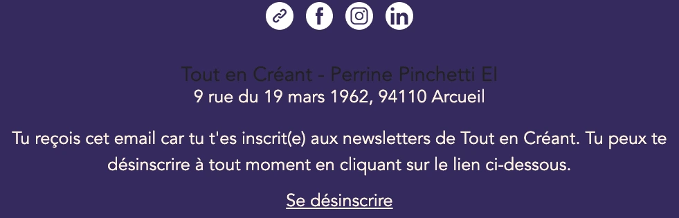 Pied de page email